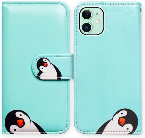 Miniatura 24 de Bcov Funda para iPhone 13 Mini, diseño de pájaro negro de cuero verde con tapa para teléfono con ranura para tarjetas, soporte para iPhone 13 Mini