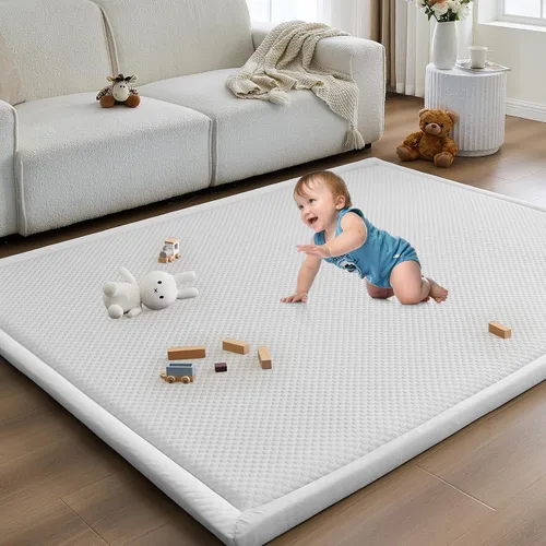 Miniatura 47 de Alfombra de juego para acostar al bebé, alfombrilla para guardería, tapete tipo tatami de espuma viscoelástica de 1.3 pulgadas de grosor, para bebés