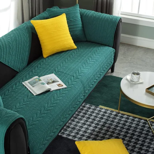 Miniatura 13 de vctops Fundas acolchadas de algodón con bordado de algodón para sofá modular, fundas reversibles para sofá modular, protector de muebles para sala
