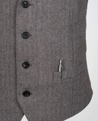 Miniatura 4 de Ruth&Boaz Chaleco de traje de cuello a medida de tweed de lana con 4 botones y 2 bolsillos