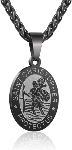 Miniatura 52 de P. BLAKE Collar ovalado de San Cristóbal, Miguel, José, Jude/Virgen María/José/Francisco/Patrick/Anthony/Benedict/Thomas para hombres y mujeres