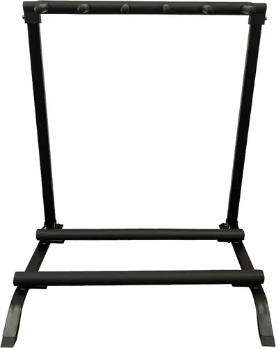 Miniatura 3 de Soporte multiguitarra para 5 soportes plegable, universal, soporte portátil para guitarra negra con acolchado de goma antideslizante para acústica