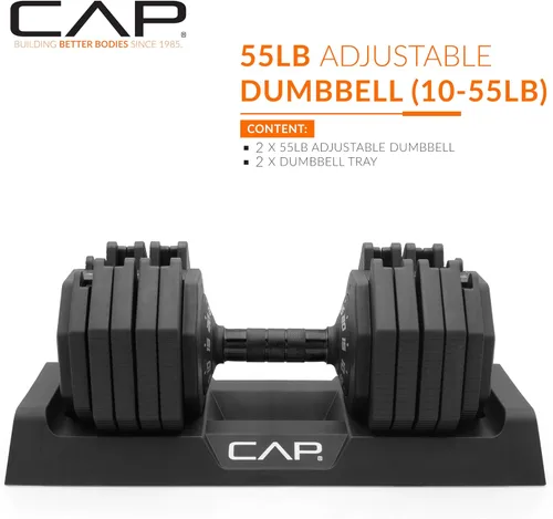 Miniatura 16 de CAP ADJUSTABELL - Juego de mancuernas ajustables de selección rápida de primera calidad para entrenamiento de fuerza, individuales y pares, 12.5