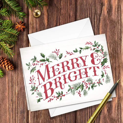 Miniatura 2 de Canopy Street Tarjetas navideñas clásicas / 25 tarjetas navideñas con sobres blancos / 5 diseños retro de Navidad / tarjetas de felicitación