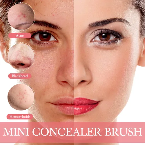 Miniatura 4 de Patelai 48 brochas de maquillaje planas, pinceles para corrector de labios planos, pequeños cepillos portátiles para cejas, corrector de cejas Negro