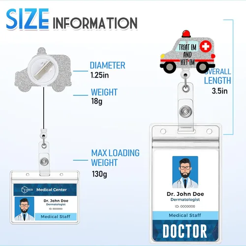 Miniatura 3 de Plifal Soporte retráctil con clip de identificación para enfermera, enfermería, tarjeta de identificación, linda ambulancia, asistente médico