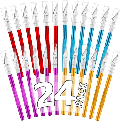 Jetmore Juego de 24 cuchillos Exacto, cuchillos de precisión para manualidades, kit de cuchillos para cortar, tallar, recortar, álbumes de recortes,