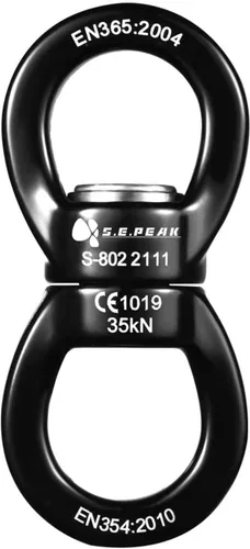 Columpio giratorio de 35 kN, dispositivo giratorio de 360 ° certificado CE, accesorio colgante silencioso para columpio de árbol, danza aérea Negro
