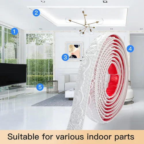 Miniatura 6 de 5M PVC decorativo línea suave autoadhesivo marco de puerta de papel bandas de borde pegatinas de pared impermeable correa de techo decoración