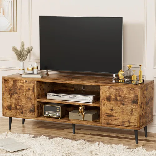 Miniatura 17 de YESHOMY Soporte de TV moderno Mid-Century para televisores de 43 a 55 pulgadas, centro de entretenimiento de 50 pulgadas con almacenamiento, consola