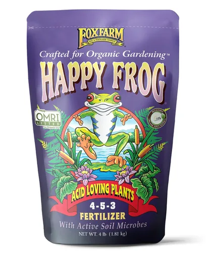 FoxFarm Happy Frog Fertilizante para plantas amantes del ácido – Fertilizante de liberación lenta para azaleas, rododendros, arándanos y más –