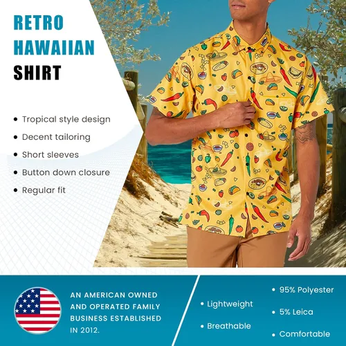 Miniatura 3 de Funny Guy Mugs Camisa de manga corta con botones y estampado hawaiano para hombre