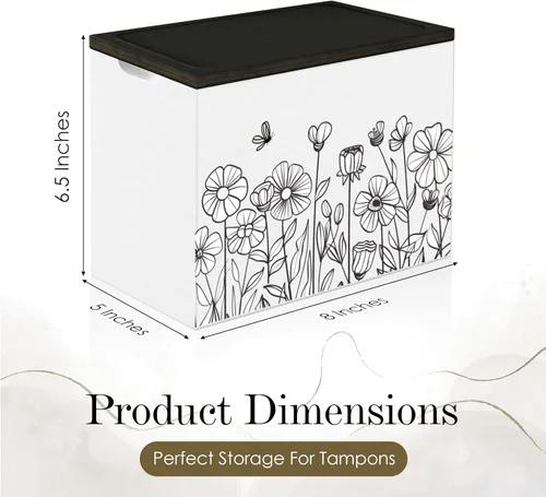 Miniatura 7 de Discreto soporte para tampones para baño con tapa de bandeja de tocador, organizador de tampones para baño para montaje en pared o encimera