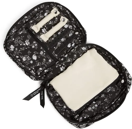 Miniatura 2 de Estuche organizador de joyas de algodón con cremallera para mujer, Medallón Bandana Negro