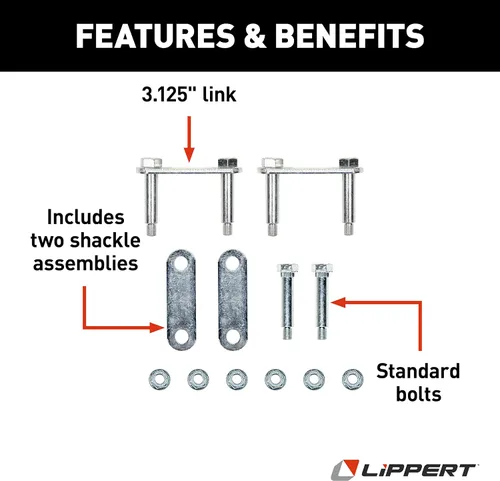 Miniatura 3 de Lippert 121101 - Kit de suspensión para ejes de remolque (AP) para ejes individuales de doble ojal de 2,000-7,000 libras, sin ecualizador