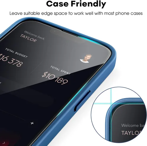 Miniatura 7 de JETech Protector de pantalla de cobertura completa para iPhone 13 Pro Max de 6.7 pulgadas, película de vidrio templado con herramienta de fácil