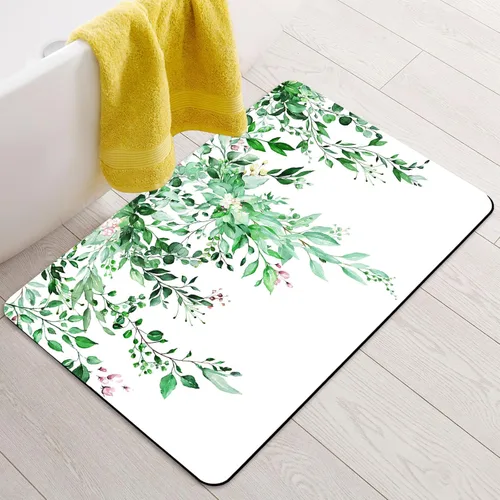 Miniatura 8 de BBiggood Alfombras de baño salvia, alfombra de baño verde salvia con hojas de eucalipto, se ajusta debajo de la puerta, alfombra de ducha fina