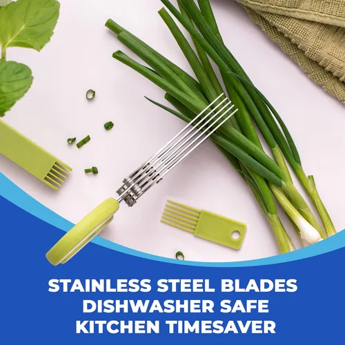 Miniatura 6 de Jenaluca Tijeras de hierbas de 5 hojas – Tijeras de ensalada – Corte y corte hierbas frescas y verduras de hoja verde – Juego de tijeras de cocina