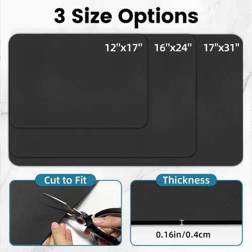 Miniatura 3 de PoYang Tapete de café extragrande de 31.5 x 17 pulgadas, accesorios de barra de café para encimera, tapete absorbente para secado de platos, Negro