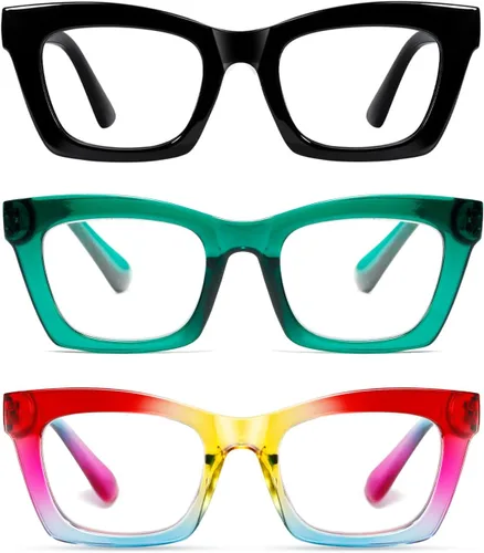 Miniatura 20 de Hubeye Oprah Style - Lentes de lectura para mujeres y hombres, bloqueo de luz azul, para computadora con bisagra de resorte Negro