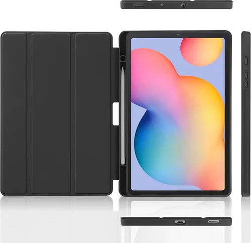Miniatura 7 de Funda para Galaxy Tab S6 lite 10.4 2022/2020/2024 con soporte para bolígrafo, ultra delgada, ligera, a prueba de golpes, con carcasa trasera Negro