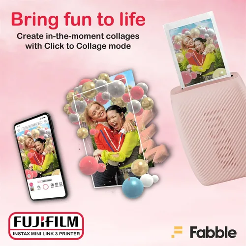 Miniatura 7 de Fujifilm Impresora Instax Mini Link 3 para smartphone, paquete Rosa Pink con funda protectora, película instantánea de paquete doble (20 hojas)
