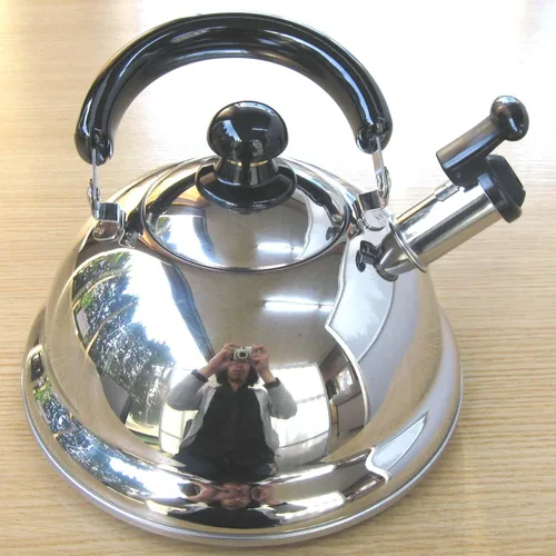 Miniatura 3 de Quickone Takei Fuefuki - Hervidor de silbato de ahorro de energía, 2,5 L, color plateado