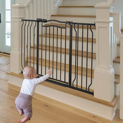 Miniatura 9 de Fairy Baby Puertas de bebé extra anchas de 53.1 a 62.5 pulgadas para escaleras y puertas, puerta de seguridad para bebés montada a presión sin Negro