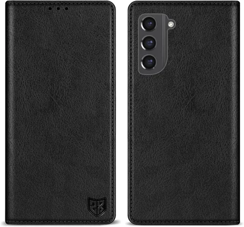 ZZXX Samsung Galaxy S21 FE 5G - Funda tipo cartera de piel con bloqueo RFID, 3 ranuras para tarjetas, cierre magnético, 6.4 pulgadas, color negro