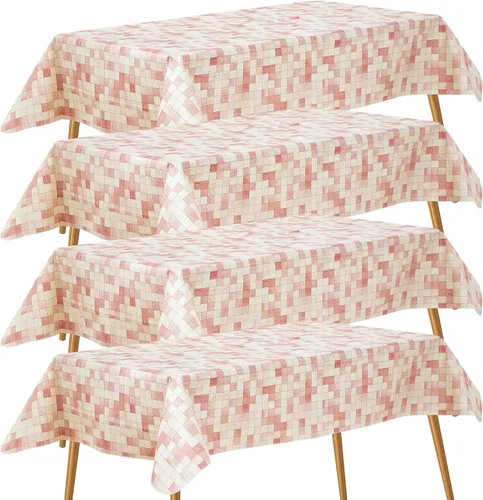 Miniatura 15 de FIFTY FEET Mantel rectangular de 84 x 60 pulgadas, mantel de vinilo con respaldo de franela para mesas rectangulares, impermeable, a prueba