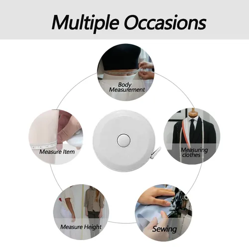 Miniatura 7 de Paquete de 3 cintas métricas retráctiles para cuerpo, 60 pulgadas, 4.9 ft, regla flexible de doble cara para manualidades, tela, costura, sastre