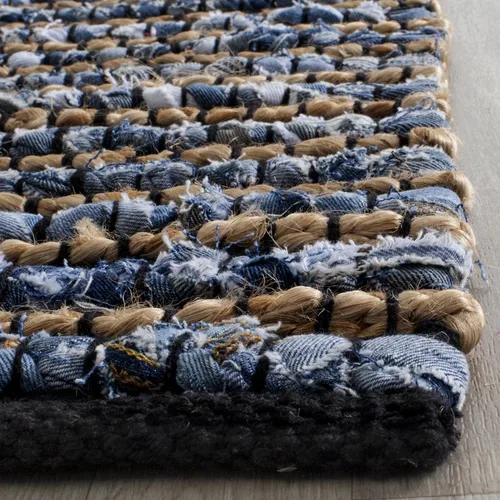 Miniatura 4 de SAFAVIEH Cape Cod Collection - Alfombra de área de 10 x 14 pies, azul, hecha a mano de algodón trenzado y yute, ideal para zonas de alto tráfico