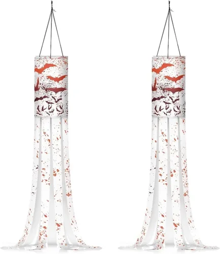Miniatura 28 de Mumeson 2 piezas de calcetines de viento de otoño de arce de otoño, decoración al aire libre con bandera de cola, decoración colgante para pared