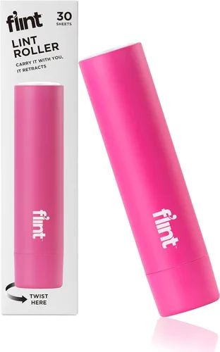 Miniatura 11 de Rodillo de pelusa retráctil clásico blanco Flint Mini con 30 hojas adhesivas extra, rodillo de pelusa pequeño y portátil, ideal para quitar el pelo