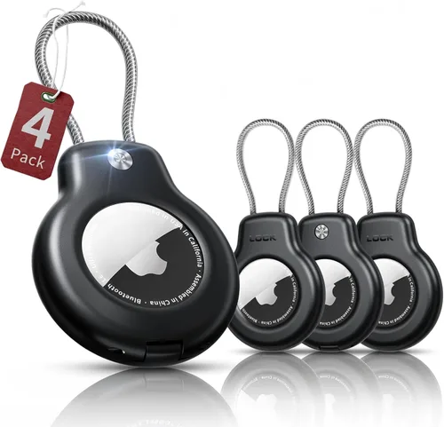 Miniatura 12 de SPGUARD Funda para AirTag con llavero, paquete de 4 unidades para Apple Air Tag con bloqueo de cable de alambre, llavero, accesorios