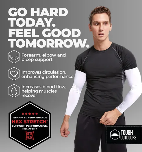 Miniatura 2 de Tough Outdoors Mangas deportivas de compresión para hombres y mujeres, para jóvenes, niños, baloncesto, tiro de fútbol, béisbol