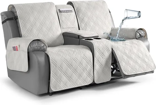 Miniatura 29 de TAOCOCO Fundas de sofá reclinable 100% impermeables con consola, fundas de sofá para sofá reclinable de 3 asientos con diseño de correas, funda