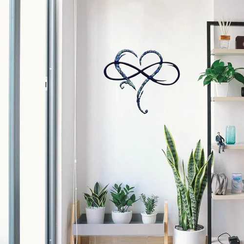 Miniatura 9 de Decoración de pared de metal con corazón infinito, decoración única de pared de corazón infinito, placa de letrero de amor, arte geométrico, adornos