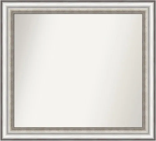 Miniatura 345 de Amanti Art Espejo de baño plateado para sobre el fregadero, 26 x 26 pulgadas, espejo cuadrado de plata antigua, marco de madera tradicional mediano