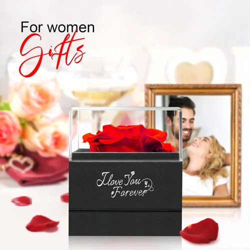 Miniatura 2 de WILDLOVE Preserved Real Rose with Necklace, Mothers Day, Birthday Gifts for Women Mom Wife, Anniversary Romantic Gift for Her Girlfriend
