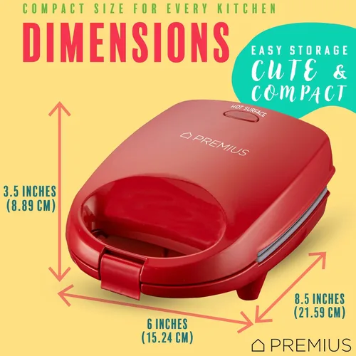 Miniatura 5 de Mini sándwichera antiadherente de cerámica, luz indicadora, molde de 5 x 4.4 pulgadas, ideal para tostadas francesas, atún derretido, huevo y queso