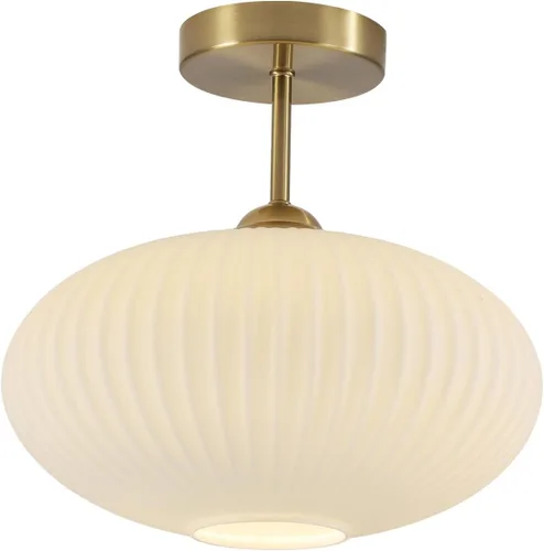 BOKT Lámpara de techo vintage de 9.8 pulgadas con forma de farol, luz de techo de vidrio blanco leche, lámpara colgante de techo moderna de mediados