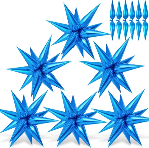 Miniatura 14 de 72 unidades de globos de estrella, grandes globos de cono de estrella metálicos de 26 pulgadas, globos de papel de aluminio de explosión colorida