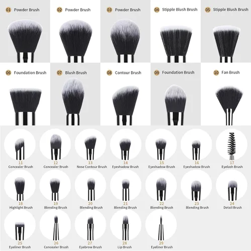Miniatura 5 de MSQ - Juego de 29 brochas de maquillaje profesionales con cinturón ajustable, bolsa de maquillaje, base de polvo, brochas para sombras de ojos