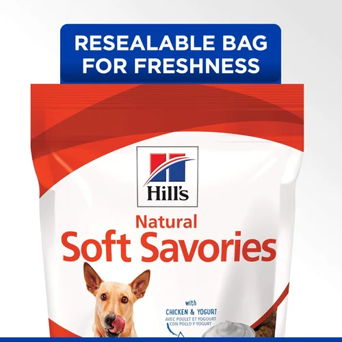 Miniatura 6 de Hill's Salados suaves naturales, para todas las etapas de la vida, gran sabor, golosinas para perros, pollo y yogur, bolsa de 8 onzas