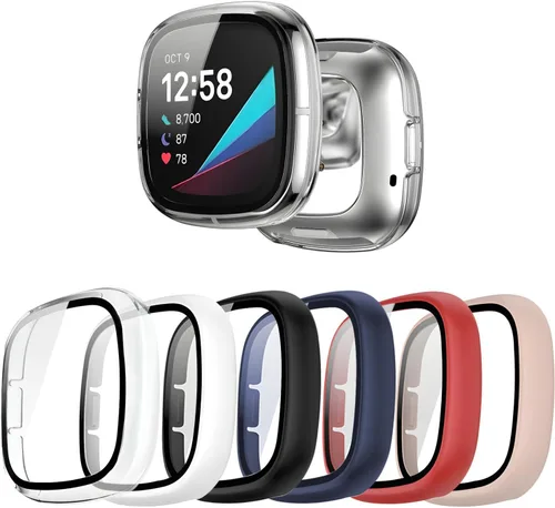 Miniatura 8 de Paquete de 6 fundas protectoras de pantalla para Fitbit Sense 2 / Versa 4 [cobertura completa], parachoques de policarbonato duro, accesorios