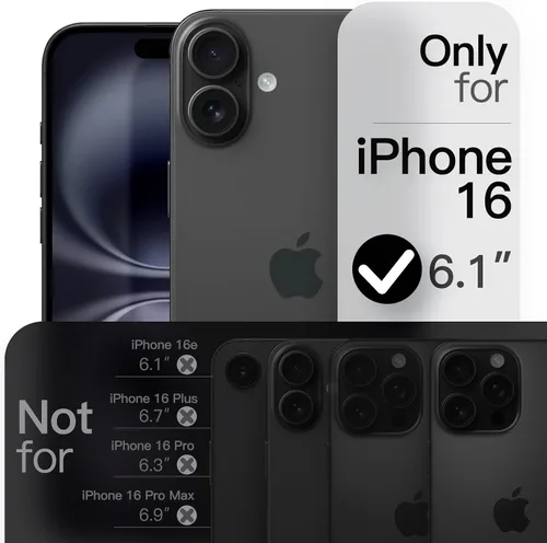 Miniatura 2 de JETech Funda delgada para iPhone 16 de 6.1 pulgadas con protección completa para lente de cámara, ultrafina, ligera, acabado mate, funda protectora