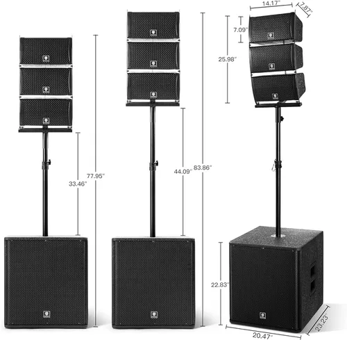 Miniatura 5 de PRORECK Club 8000 juego de sistema de audio de 18 pulgadas y 8000W P.M.P.O estéreo para DJ/altavoces PA alimentados, conjunto de 6 altavoces