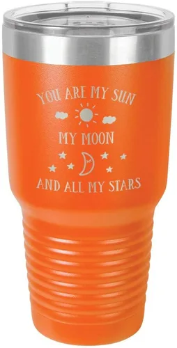 Miniatura 11 de Taza de viaje grabada con grabado en polvo de acero grabado con láser, con texto en inglés "You are MY SUN MY MOON AND ALL MY STARS", sin BPA