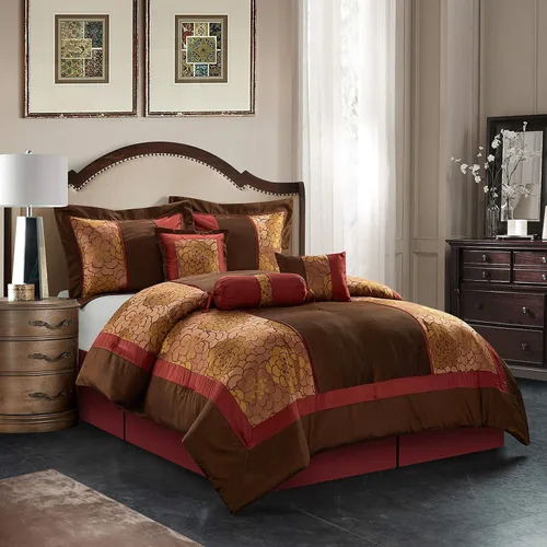 Miniatura 10 de Grand Avenue Juego de edredón gris aguamarina, tamaño Queen, juego de ropa de cama suave jacquard de 7 piezas, para todas las estaciones, falda